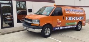 Mold Removal and Water Damage Restoration Van Ready At Job Site